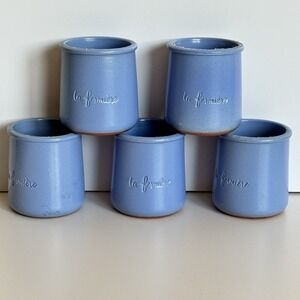 La Fermière Blue French Stoneware Ramekins – Set of 5 Ceramic Custard Cups
